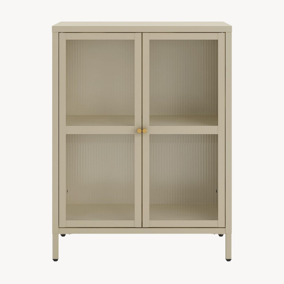 VITRINE Säkylä - Transparent/Beige, Glas/Metall (64/84/35cm) - [en.casa]