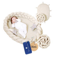 BABYNEST Baby Nest Nestchen Bettnest Reisebett XL mit Bettschlange 3tlg. mit Krabbeldecke - Naturfarben, Textil (60/90cm) - nordic coast company