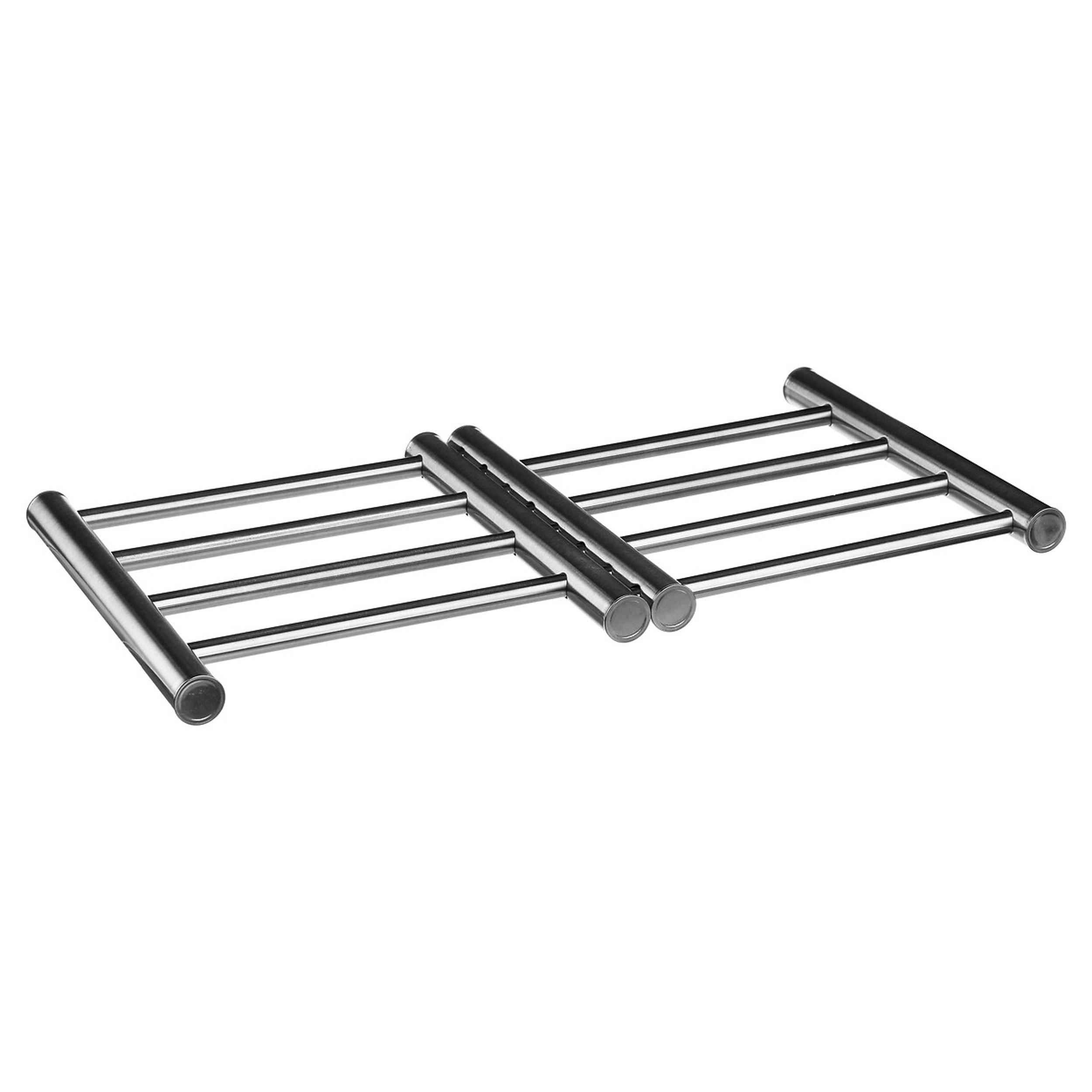 TOPUNTERSETZER Ausklappbar, Edelstahl, PP-Kunststoff, Silberfarben, 23-39 cm - Silberfarben, Holz (20/22.5cm) - 5five Simply Smart