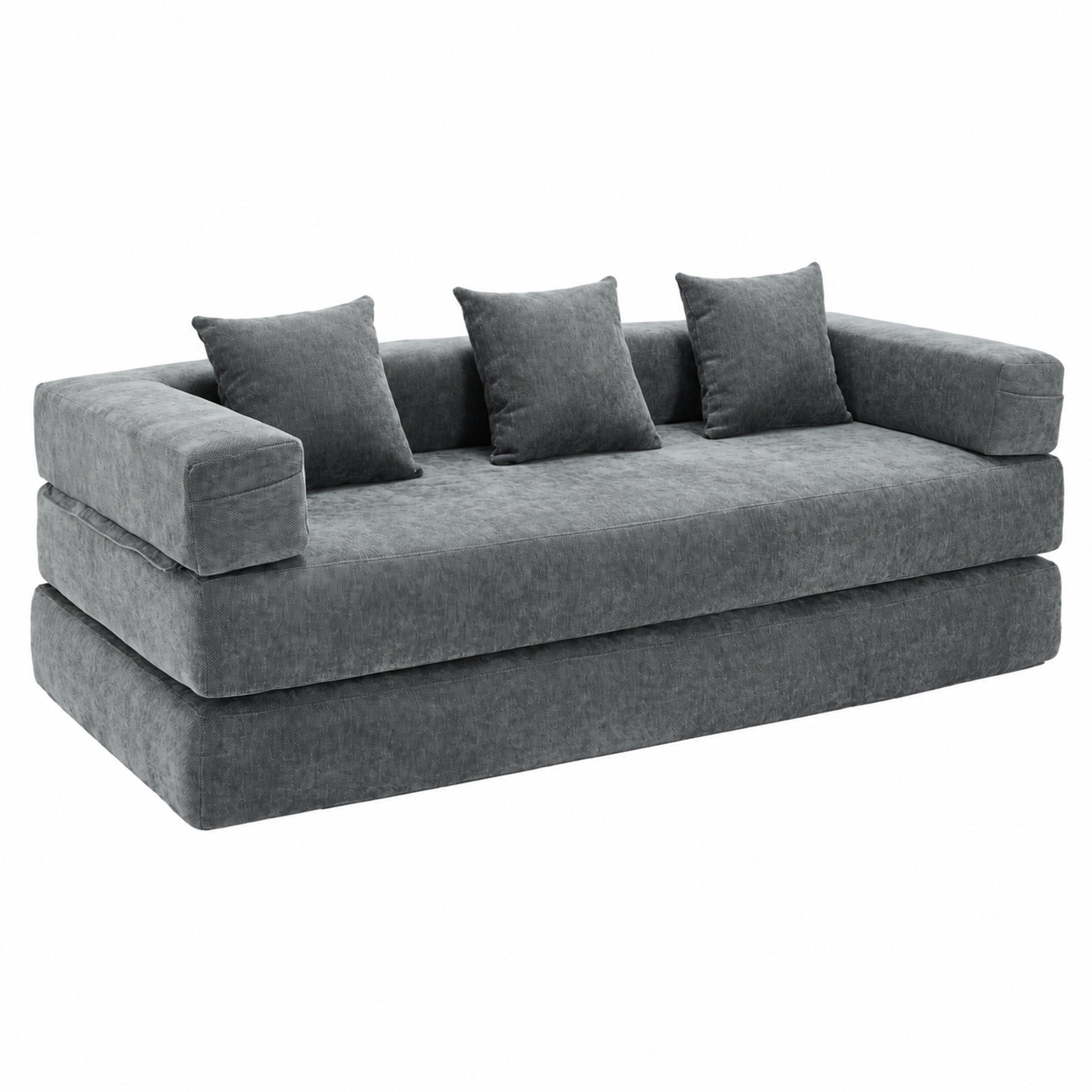 SOFA modular 198 x 79 x 60 cm Chenille Dark Gray - Dunkelgrau, Kunststoff (31.1/23.62/77.95cm) - Meubliv