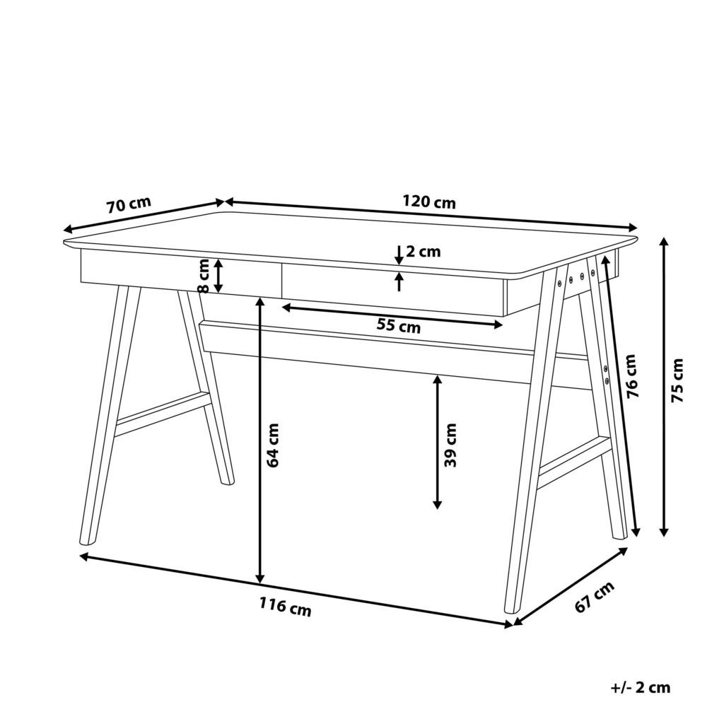 Thumbnail - Beliani Schreibtisch, Weiß, Holzwerkstoff, 120x75x70 cm, Arbeitszimmer, Schreibtische, Bürotische