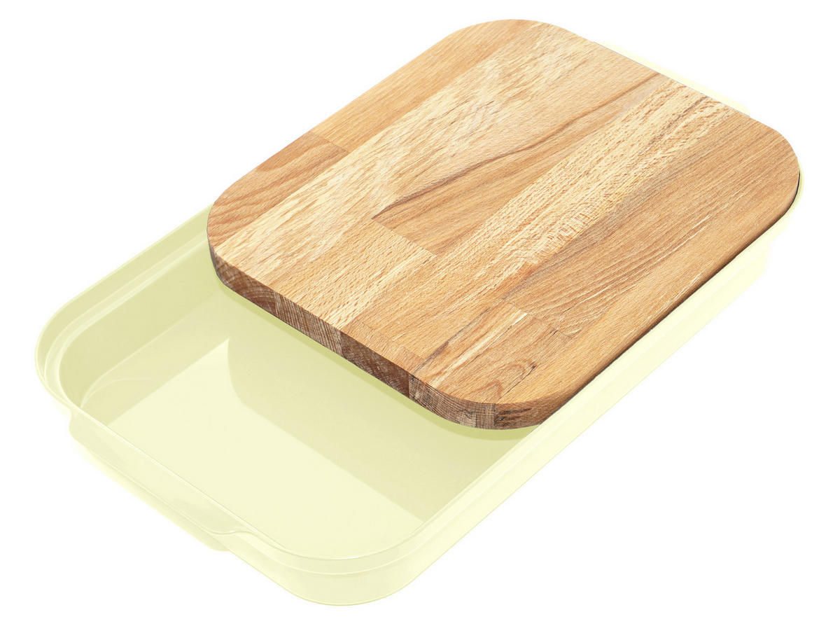 BAMBUS Schneidebrett mit Auffangschale beige - Beige, Kunststoff (26/42cm) - Lashuma