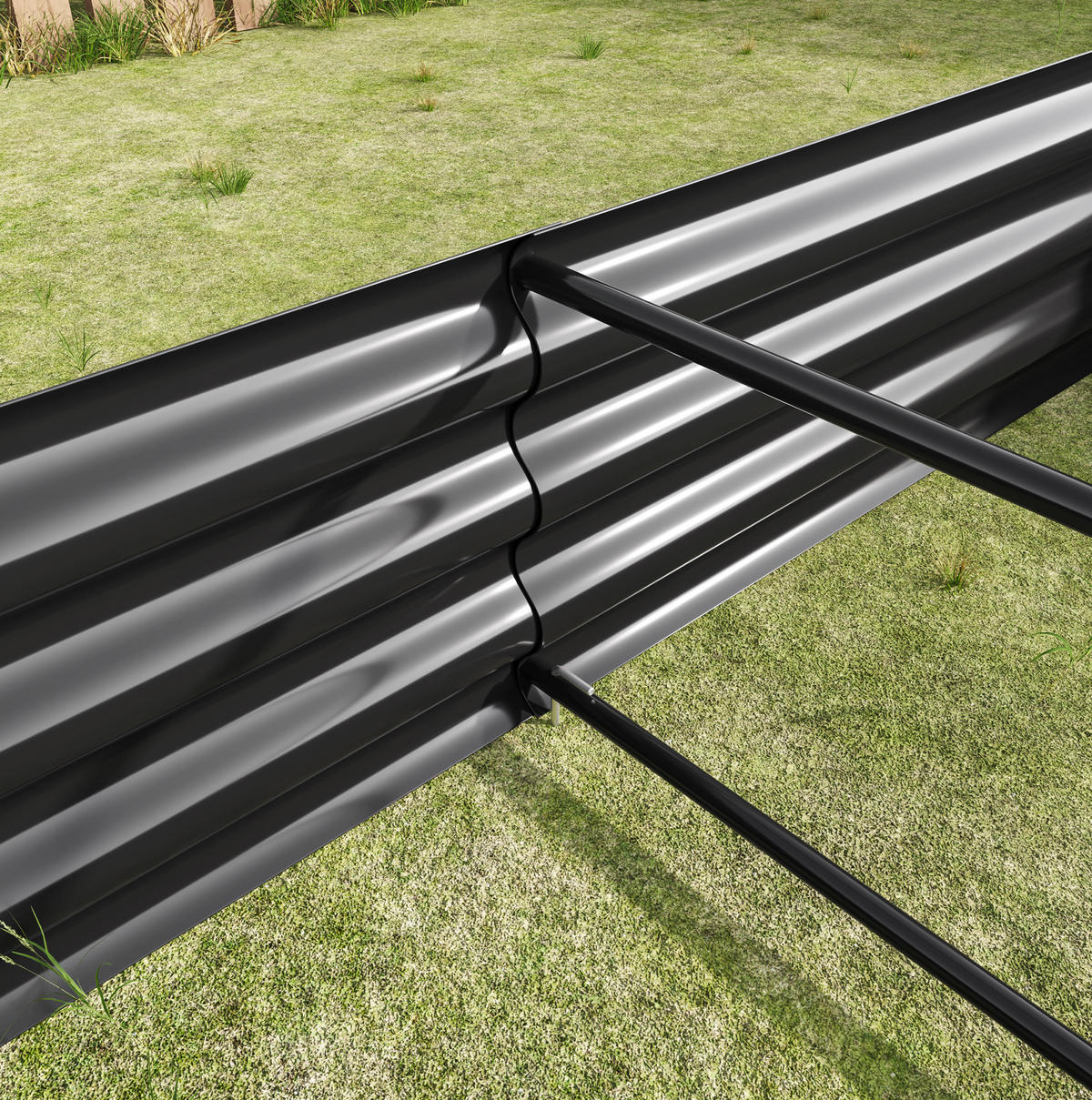 BLUMENKASTEN aus Metall 180x99x30 cm in Schwarz mit offener Basis - Schwarz, Metall (90/30/180cm) - Modfu