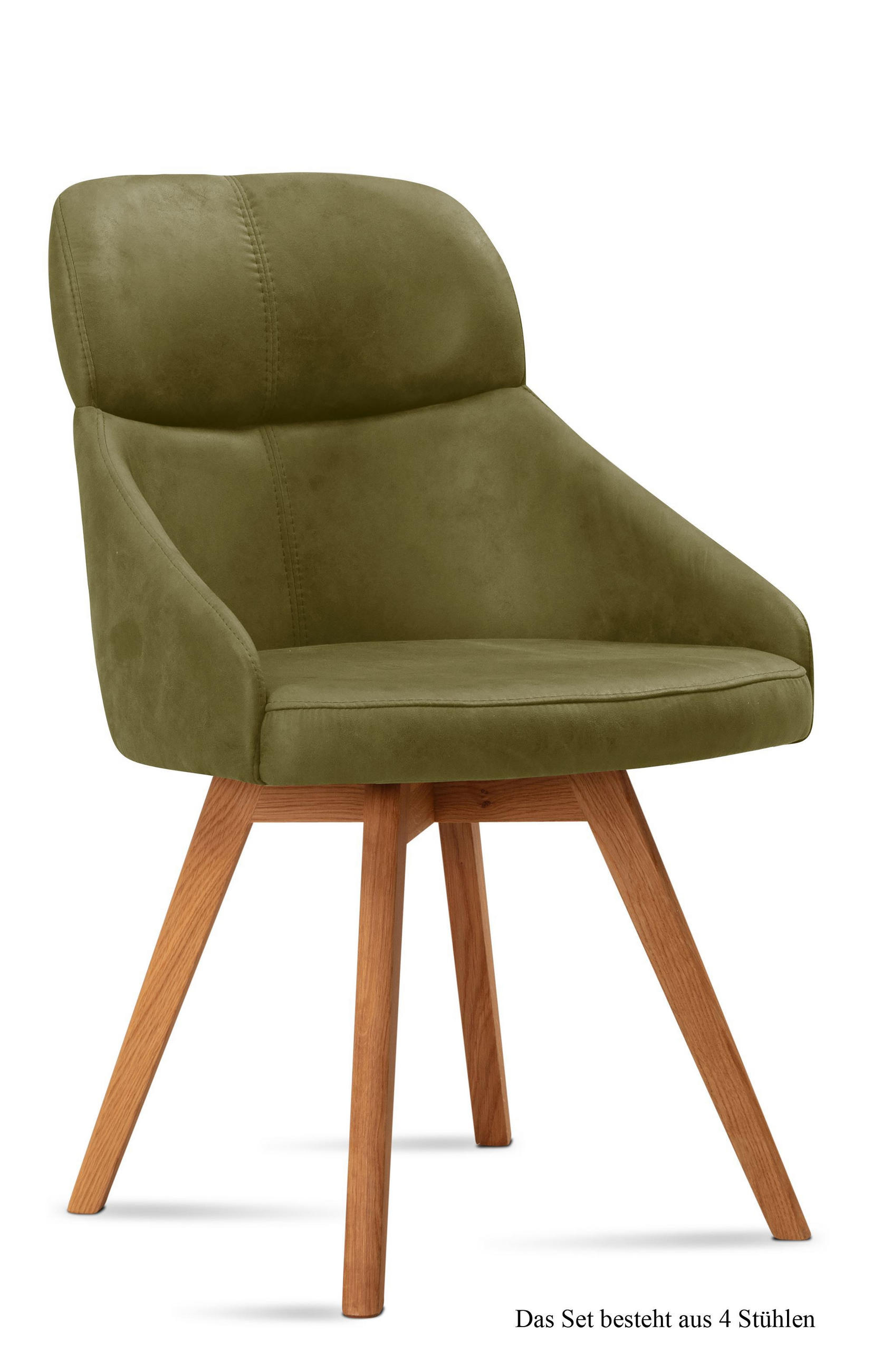 ESSZIMMERSTUHL (4er-Set) Donna 52x82x63 Eiche geölt/Olivgrün - Eichefarben/Olivgrün, Kunststoff (63/82/52cm) - 58aufmkessel