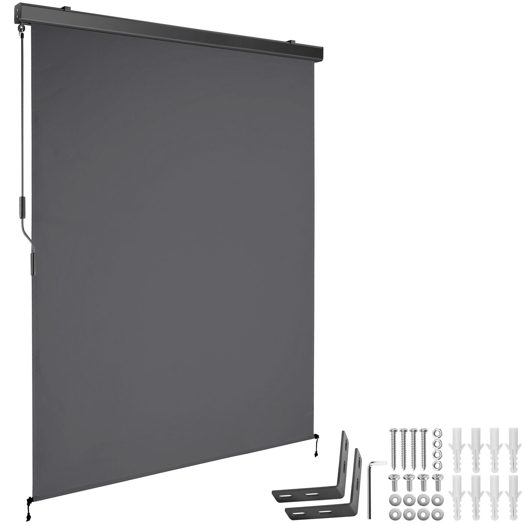 SENKRECHTMARKISE Eloise,inkl. Wandhaltern,dunkelgrau - Dunkelgrau, Kunststoff (140/250cm) - tectake