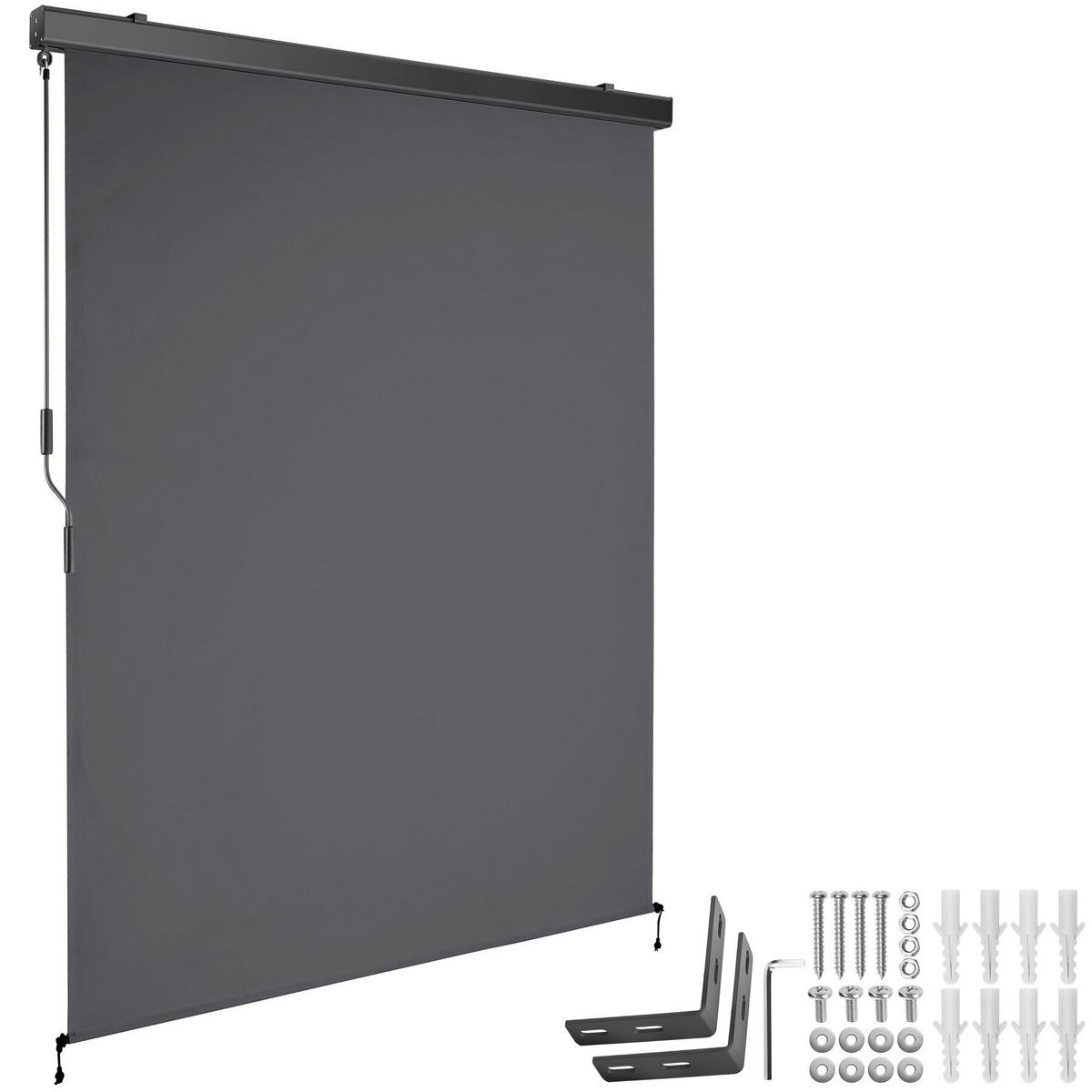 SENKRECHTMARKISE Eloise,inkl. Wandhaltern,dunkelgrau - Dunkelgrau, Kunststoff (140/250cm) - tectake
