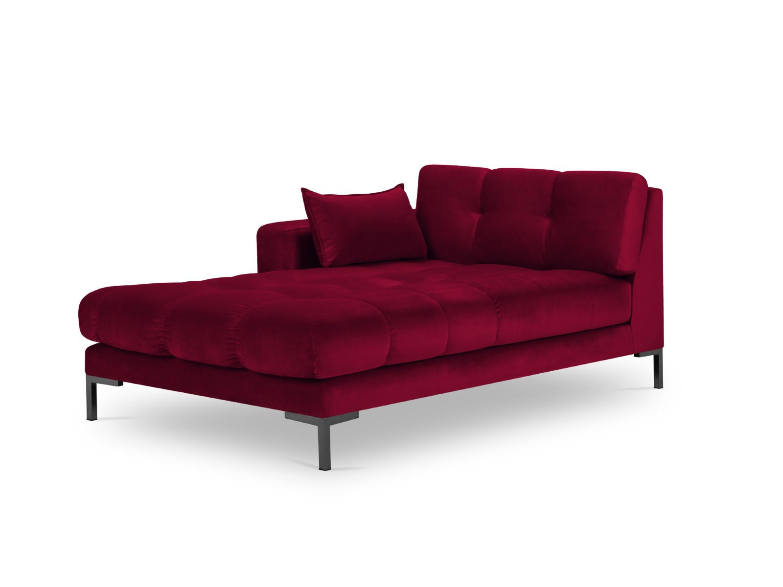 CHAISELONGUE links Mamaia aus Samt rot - Rot, Textil (102/75/185cm) - Micadoni