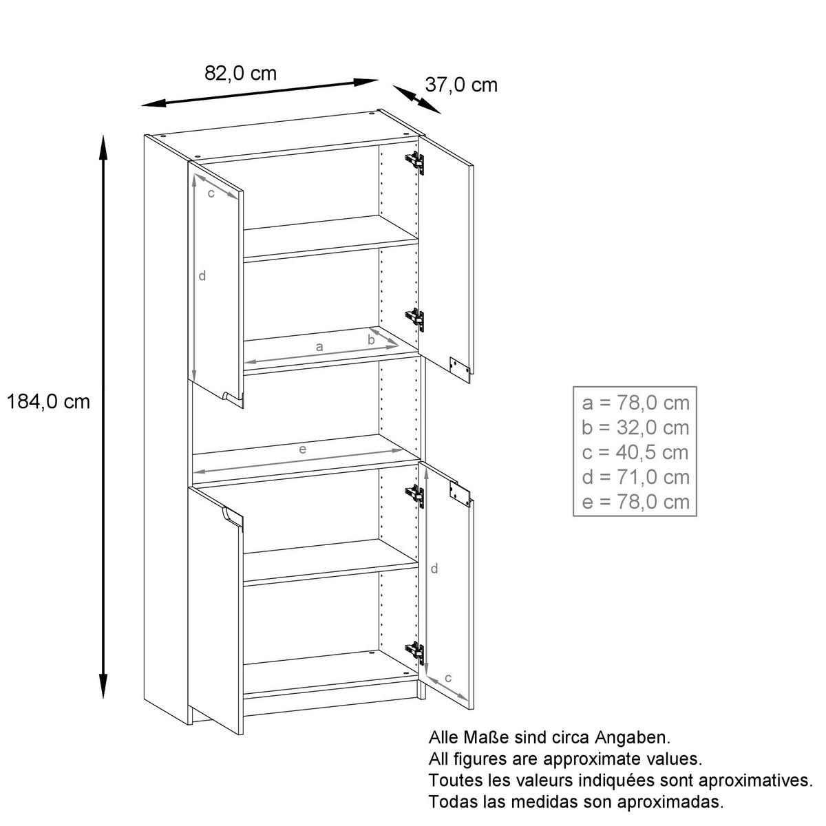 BÜROSCHRANK Logan Fronten in Avola-Anthrazit - Anthrazit, Holzwerkstoff (82/184/37cm) - Vladon