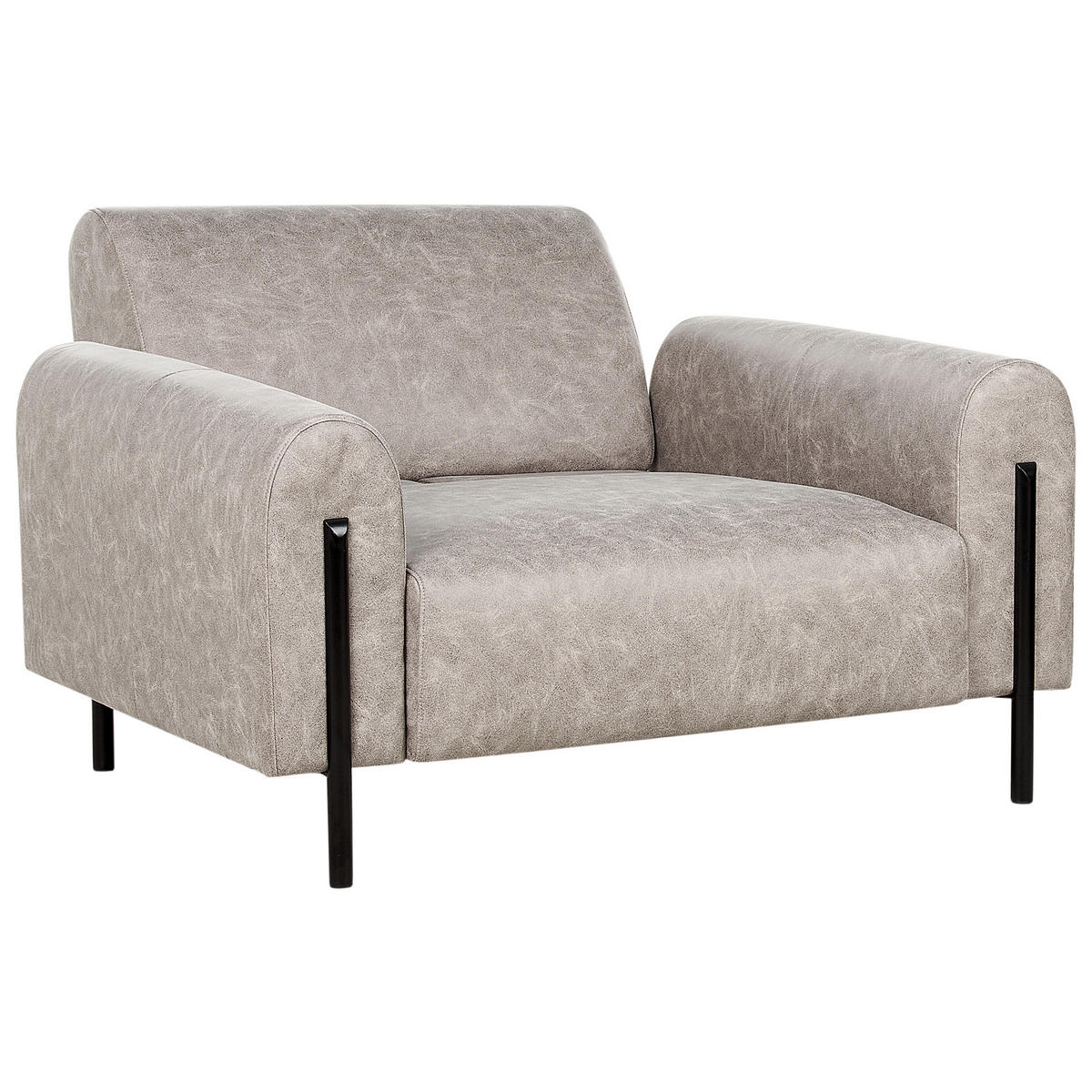 SESSEL Hellgrau Askim - Schwarz/Grau, Textil (123/79/95cm) - Beliani