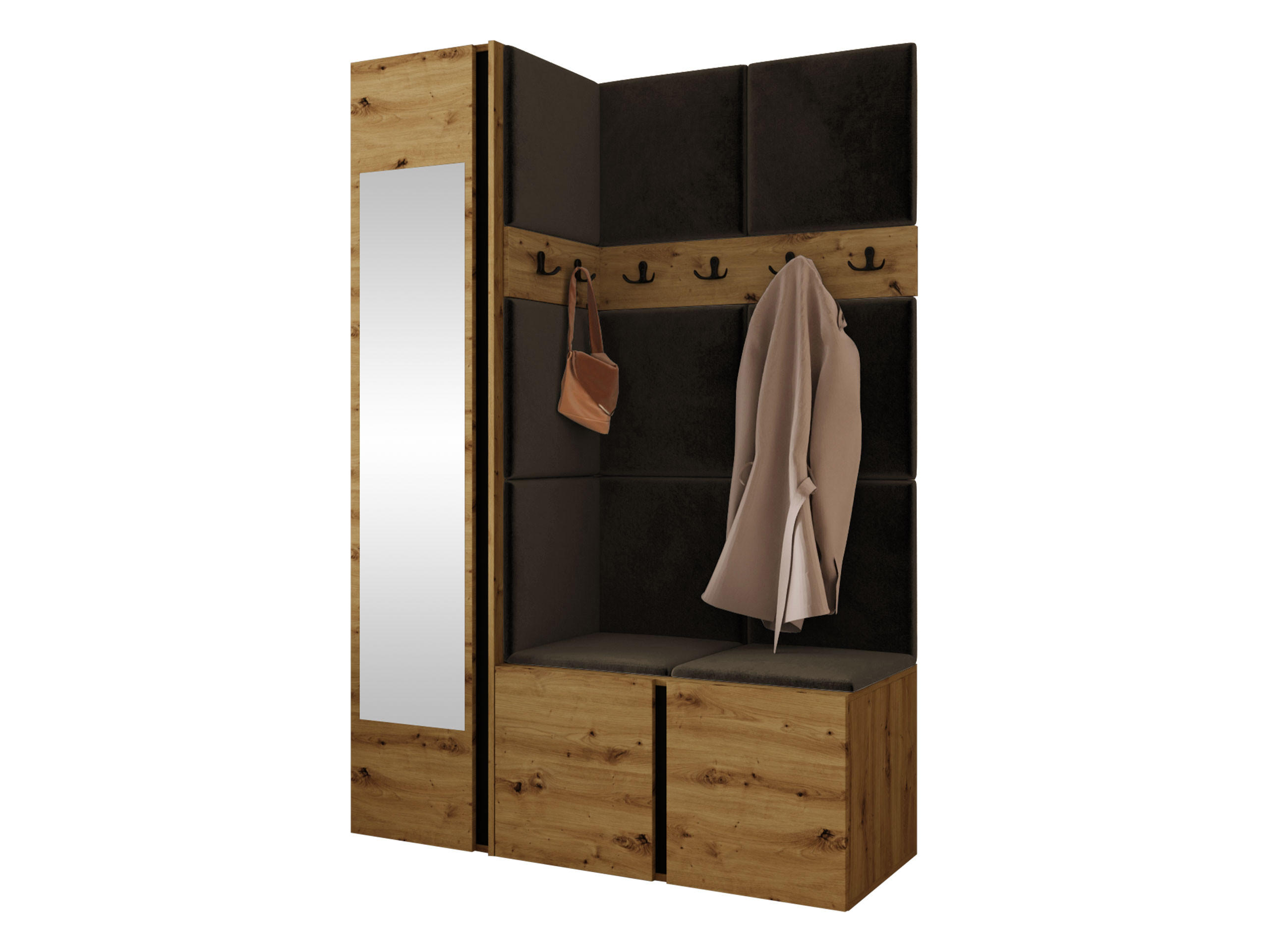 GARDEROBEN-SET Orion X - Eiche Artisan/Braun, Holzwerkstoff/Kunststoff (124/186/46cm) - MIRJAN24