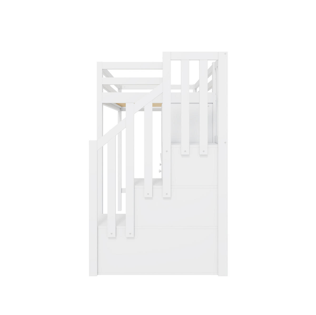 ETAGENBETT 90/200 cm aus Massivholz mit Schreibtisch, Kleiderschrank, Treppe und Schubladen, Weiß - Weiß, Holz (90/200cm) - Redom