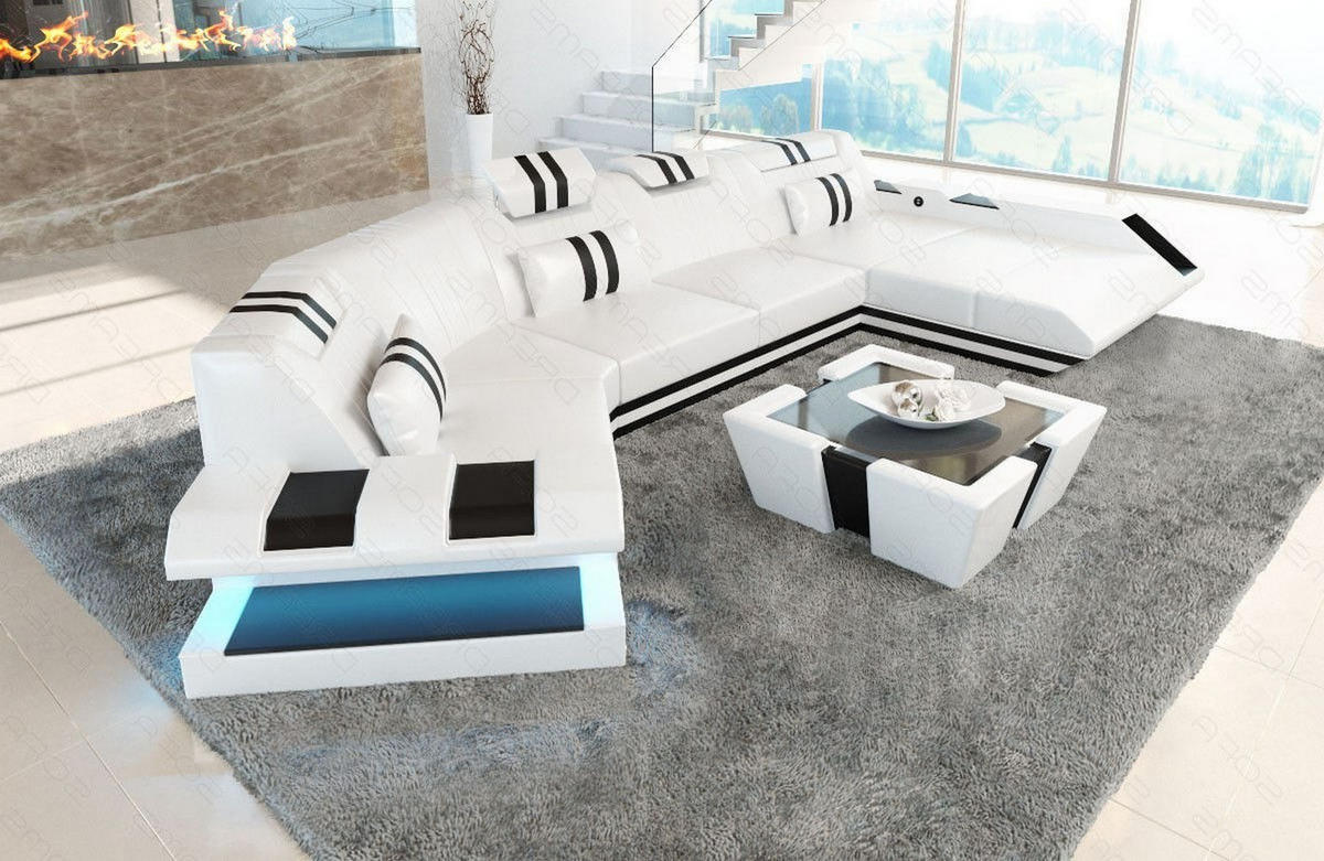 WOHNLANDSCHAFT Apollonia C - Weiß, Leder (420/78/190cm) - Sofa Dreams