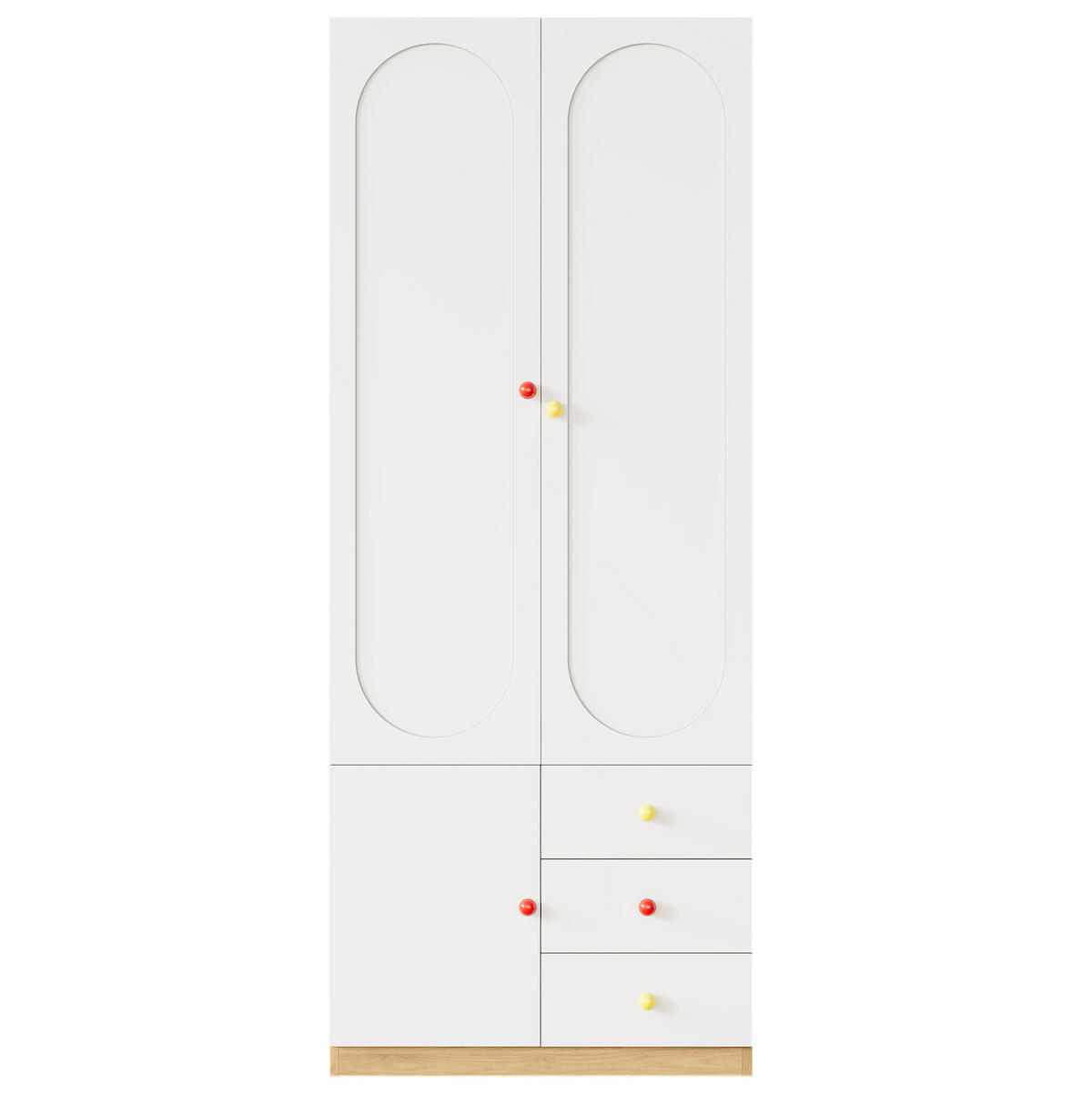 KLEIDERSCHRANK aus MDF 80x45x200 cm Weiß mit 2 Türen, 3 Schubladen, Kleiderstange und Anti-Kipp-Schutz - Weiß, Holzwerkstoff (80/200/45cm) - Modfu