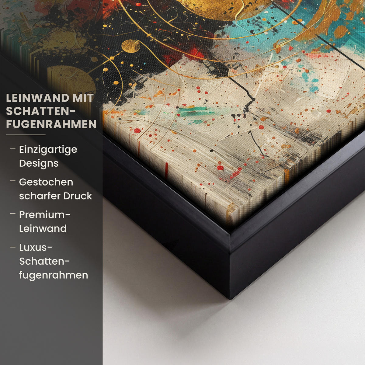 LEINWAND Bilder mit Rahmen - Abstrakt - Kunst - Gold - Modern - 20x20 - Multicolor, Textil (20/20cm) - MuchoWow
