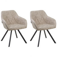 ESSZIMMERSTUHL 2er-Set Polsterbezug Beige Monee - Beige, Textil/Metall (48/78/50cm) - Beliani