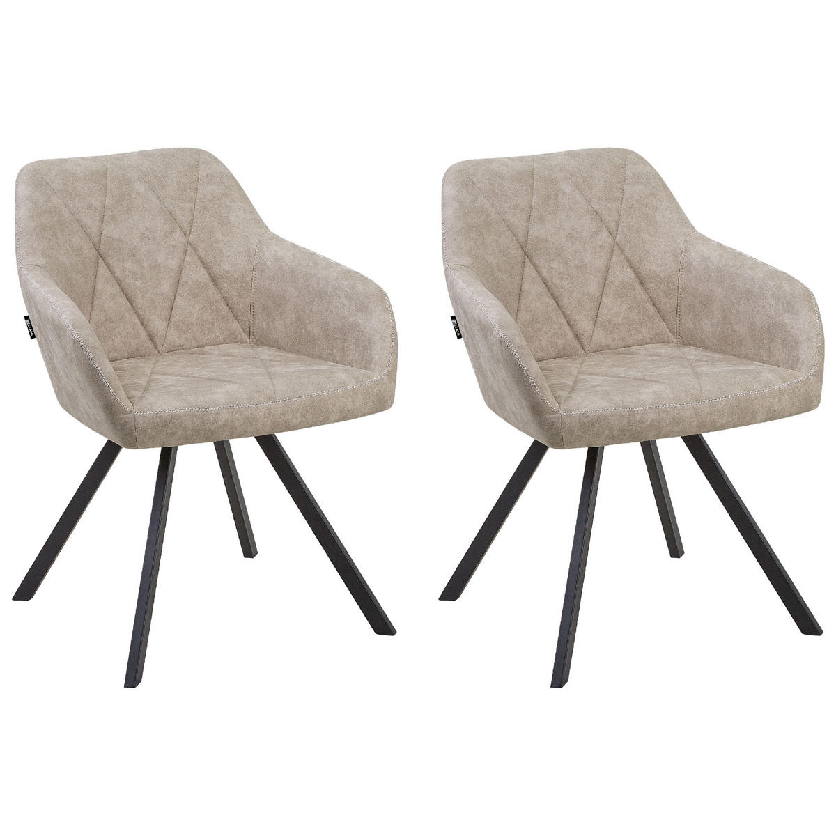 ESSZIMMERSTUHL 2er-Set Polsterbezug Beige Monee - Beige, Textil/Metall (48/78/50cm) - Beliani