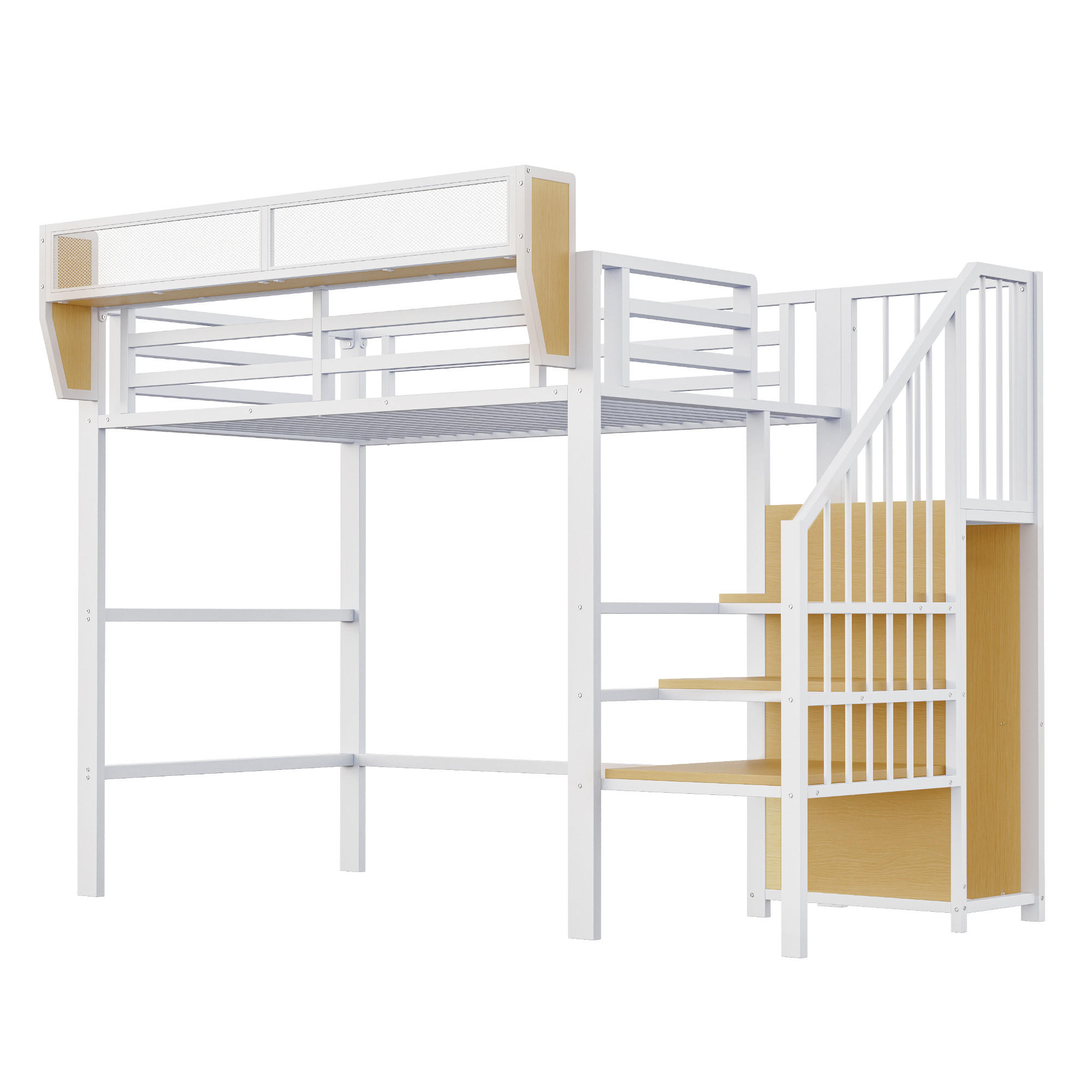 HOCHBETT 90 x 200 cm, mit Sicherheitsleiter, Metallkonstruktion, weiß - Weiß, Metall (90/200cm) - KOMHTOM