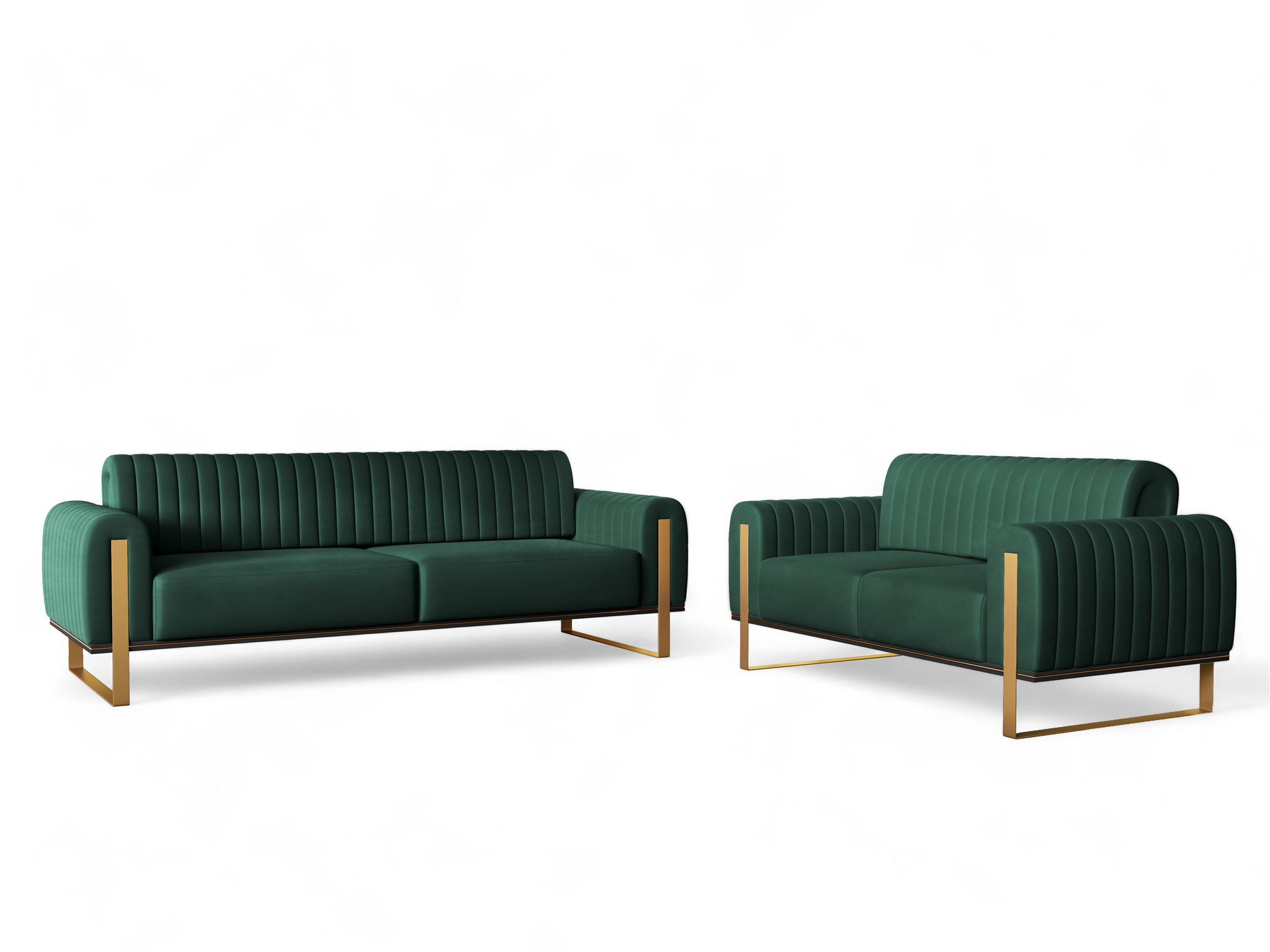 SOFASET Valerie 3-2 - Grün, Holzwerkstoff/Textil (228/79/90cm) - Fun Möbel