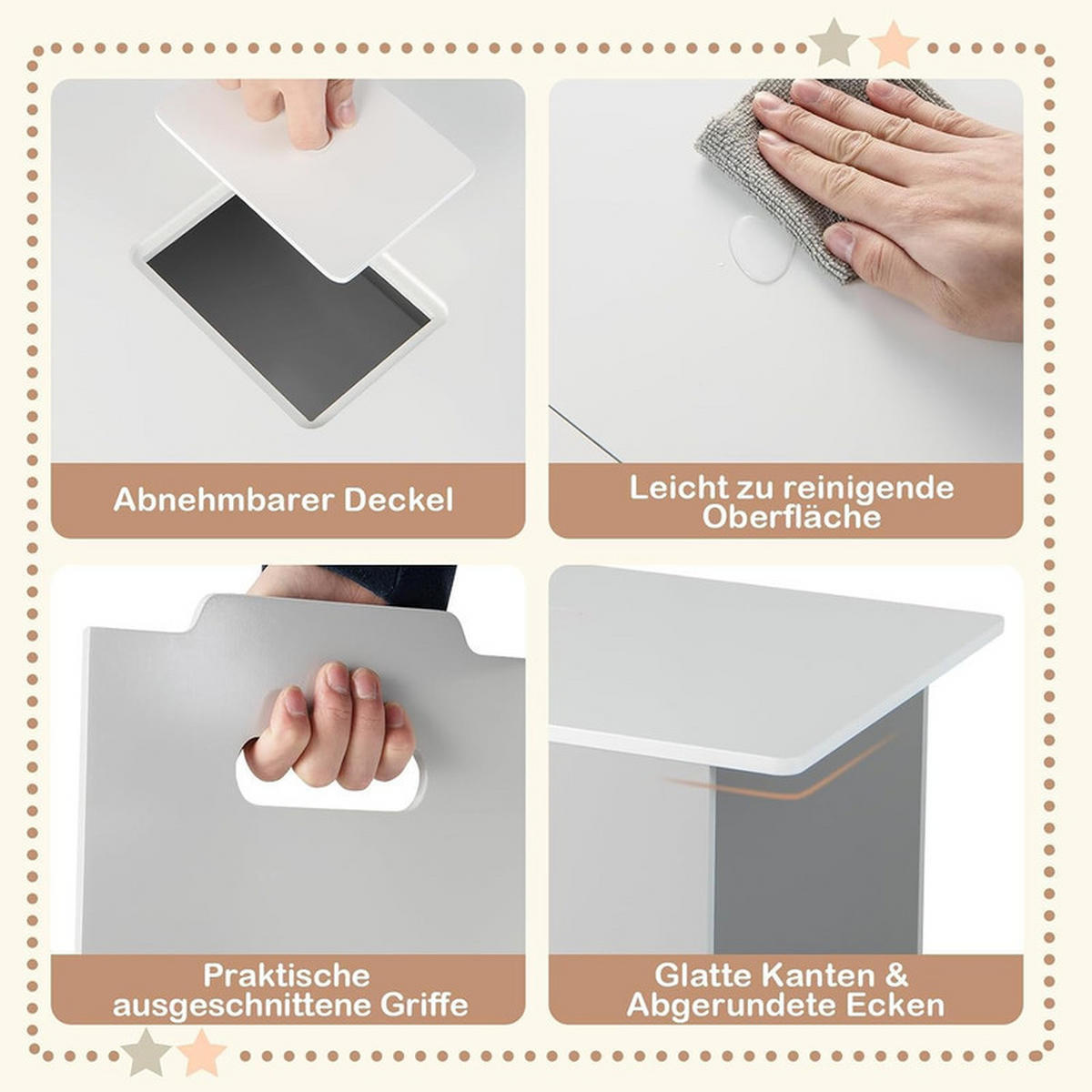 KINDERTISCH mit 2 Stühlen grau(3-tlg) - Grau, Holzwerkstoff (70/47/45cm) - COSTWAY
