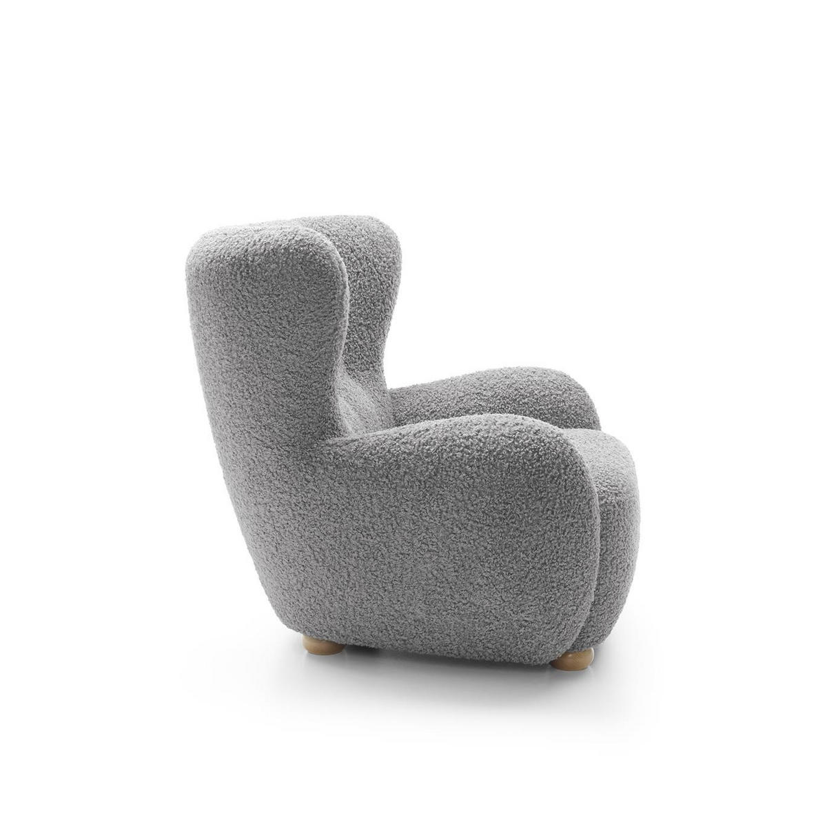 OHRENSESSEL Teddy Grau, Buchenholz Bein, Sessel aus Boucle-Stoff - Buchefarben/Grau, Holzwerkstoff/Textil (88/91/100cm) - Bettso