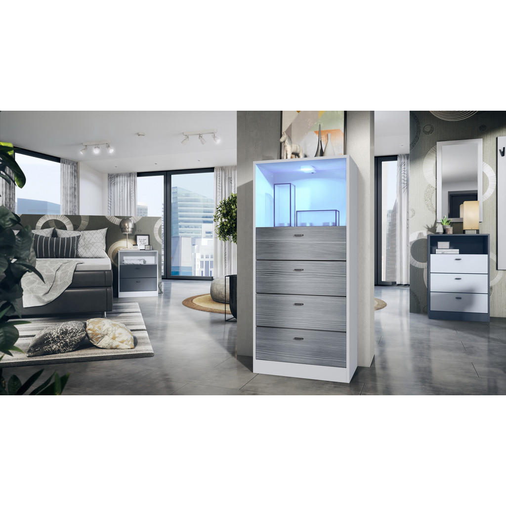 Thumbnail - Vladon Kommode, Anthrazit, Holzwerkstoff, 56x125x36 cm, Wohnzimmer, Kommoden & Sideboards, Highboards