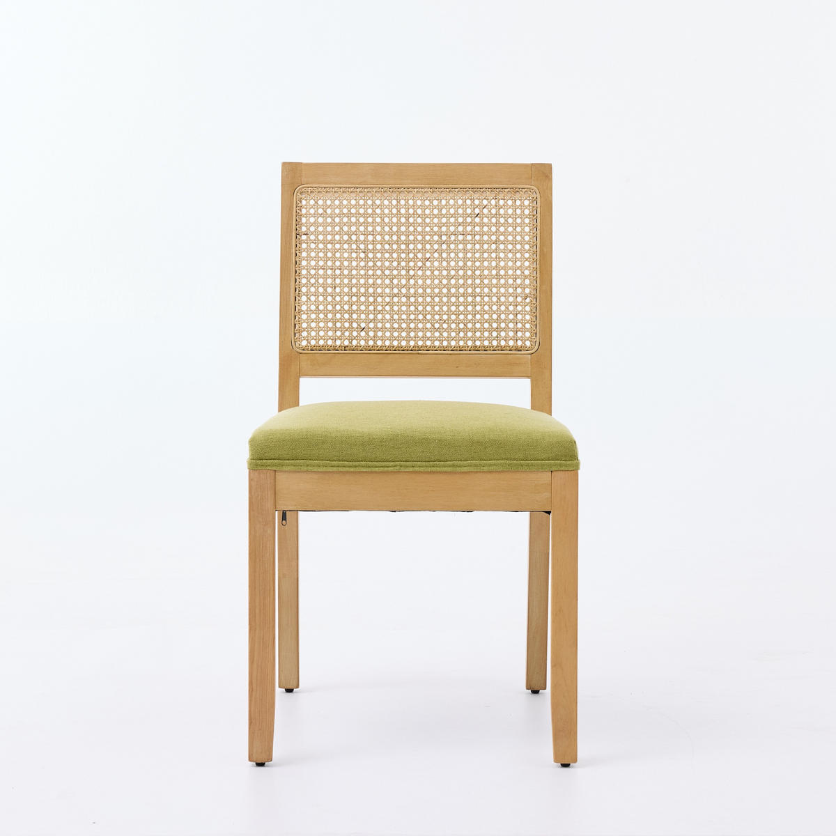 STUHL-SET DE-36363 2 Stück mit Rattan-Rückenlehne Olivgrün - Grün, Holz (48/86.5/56cm) - ComfortXL