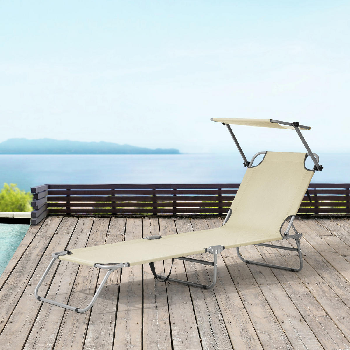 SONNENLIEGE-SET 2 TLG. Argozelo - Beige, Metall (186/24/55cm) - casa.pro
