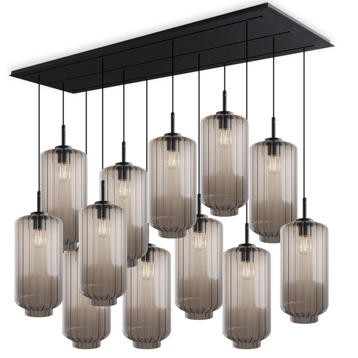 HÄNGELEUCHTE Velo 12-flammig Klar Ø 18cm - Klar/Schwarz, Glas (18/18/33cm) - s.luce