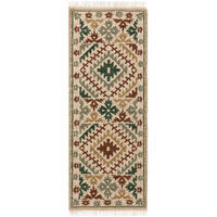ROČNO tkani kilim Zohra zelena 80x200 cm - zelena, umetna masa/tekstil (80/200cm) - benuta Pure