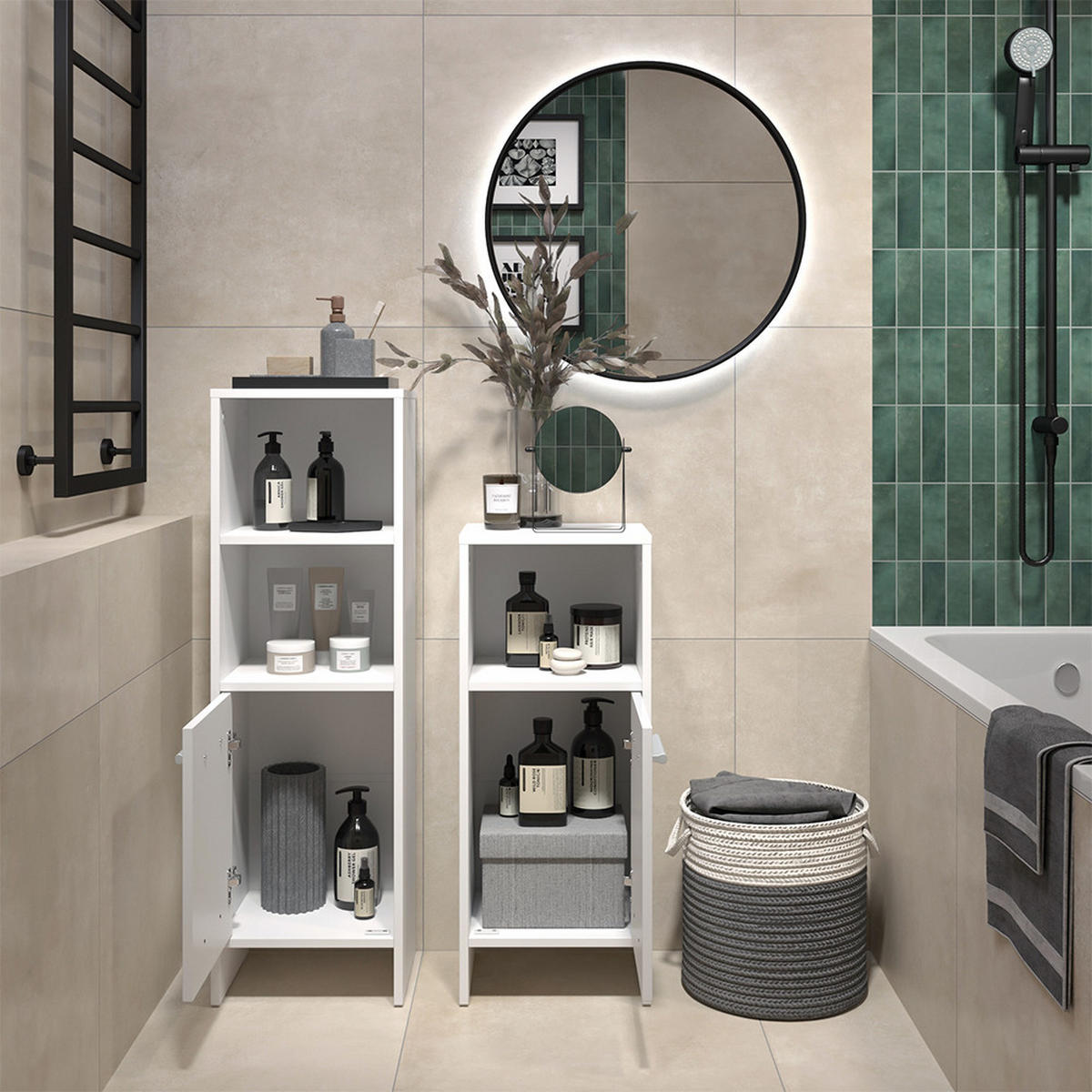 SESTAVA KOUPELNOVÉHO NÁBYTKU Karli Bílá - bílá, kompozitní dřevo (33.8/108.2/26.3cm) - Vicco