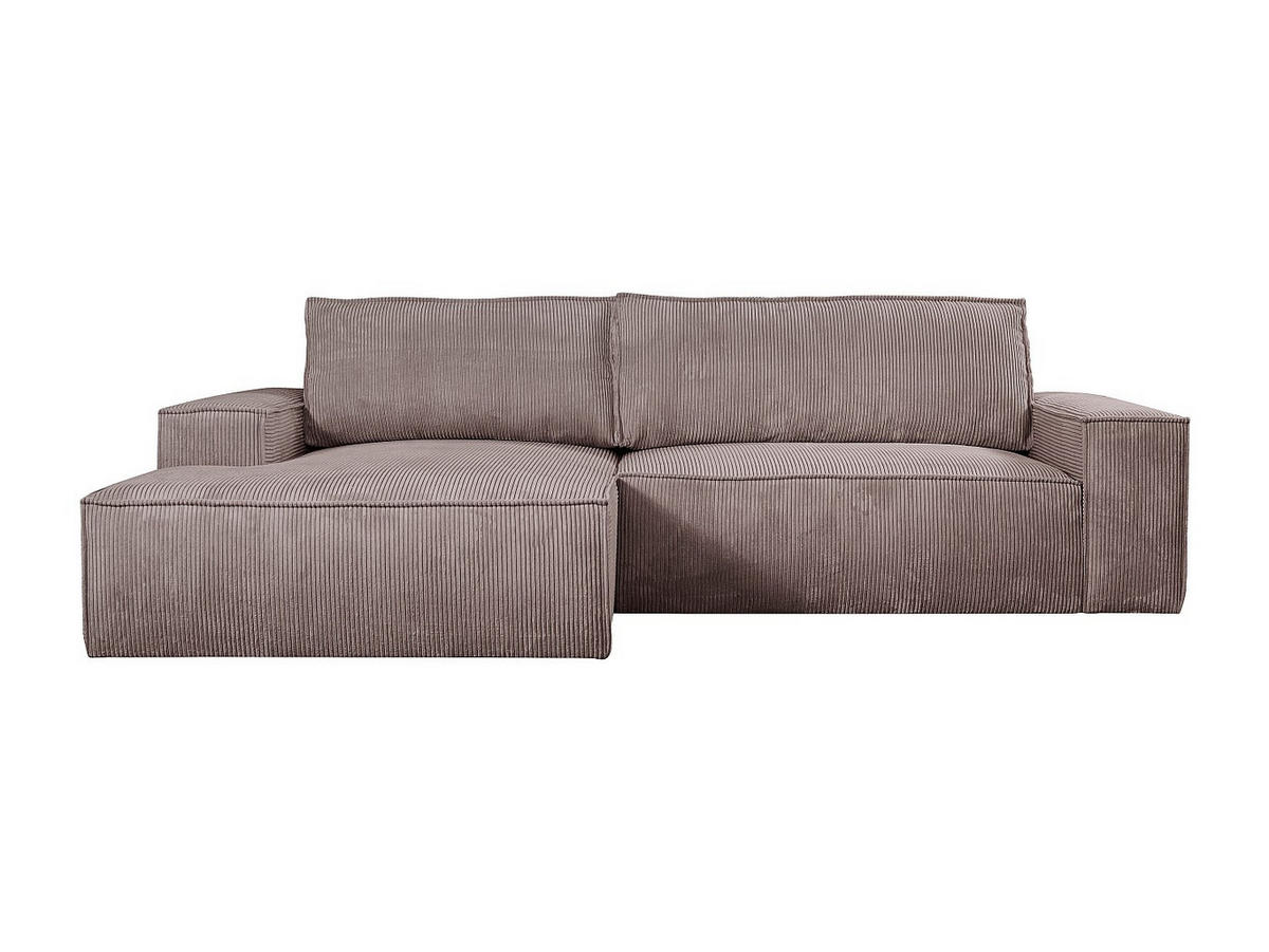 ECKSOFA mit Schlaffunktion - Ecke Links - Cord - Malve - AMELIA - Lila, Textil (267/167cm) - Vente-Unique