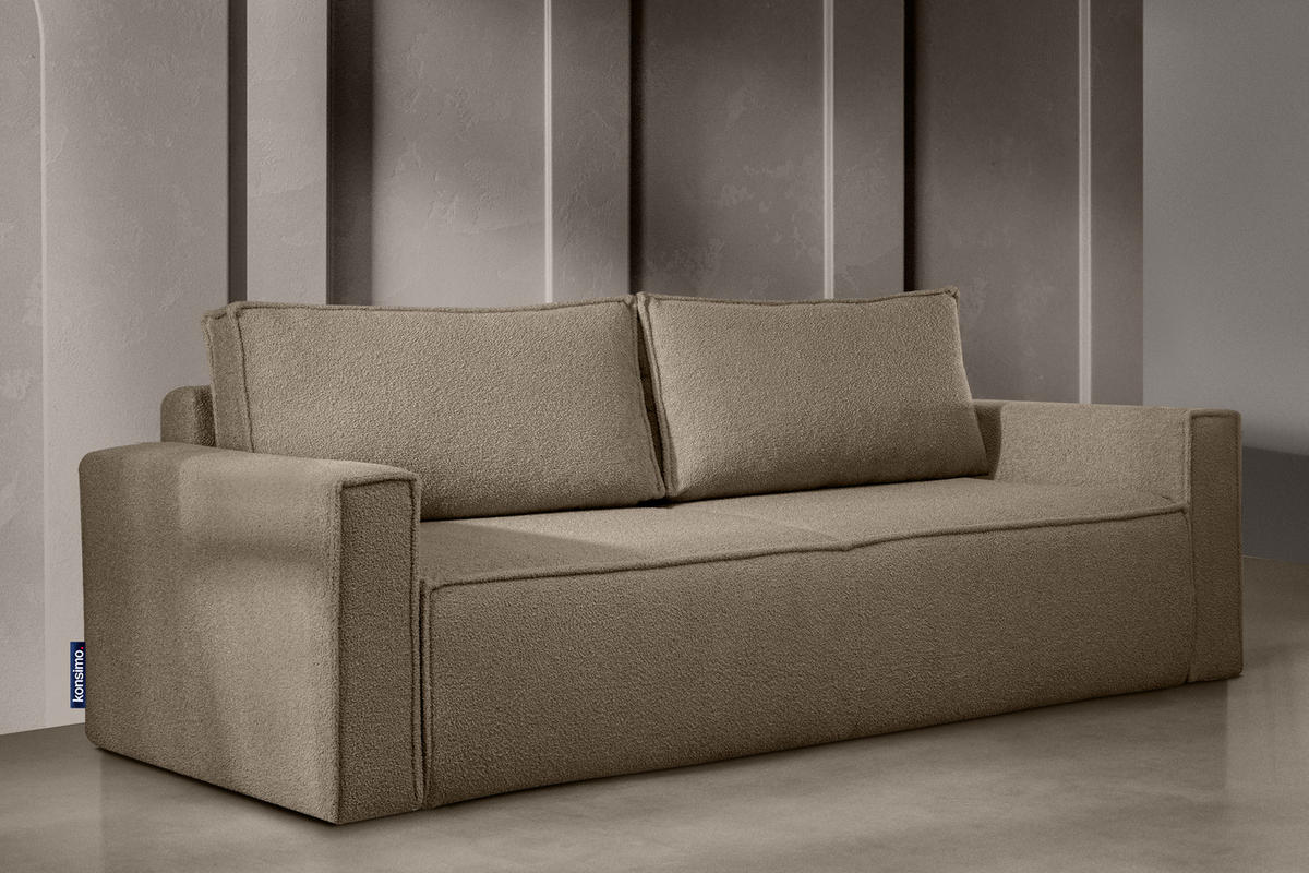 3-SITZER-SOFA NAPI II mit Schlaffunktion, dunkelbeige - Beige/Braun, Textil (228/89/101cm) - KONSIMO®
