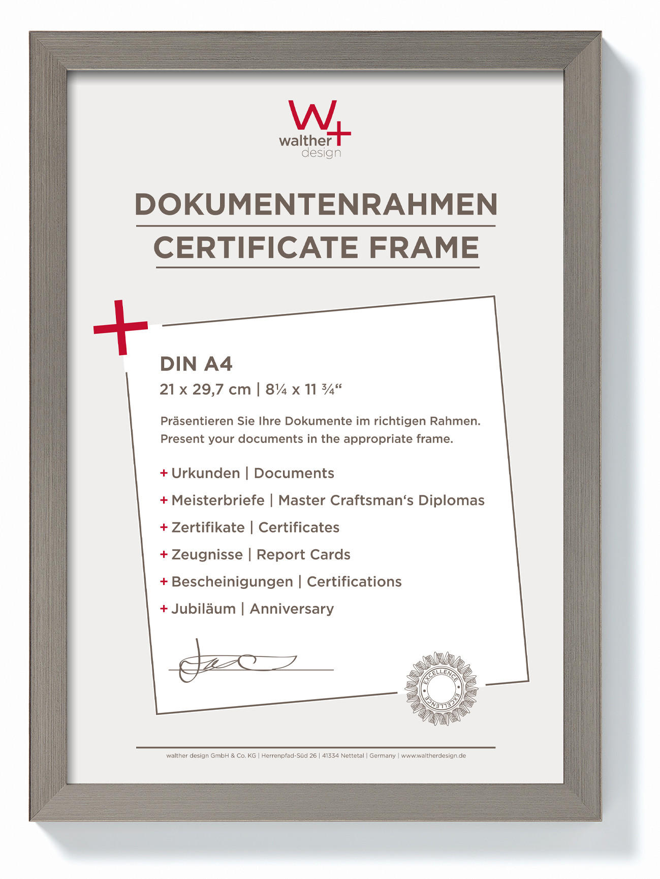 BILDERRAHMEN Construction Designrahmen 21x29,7 cm STAHL - Edelstahlfarben, Kunststoff (23.7/32.7/1.3cm) - walther design