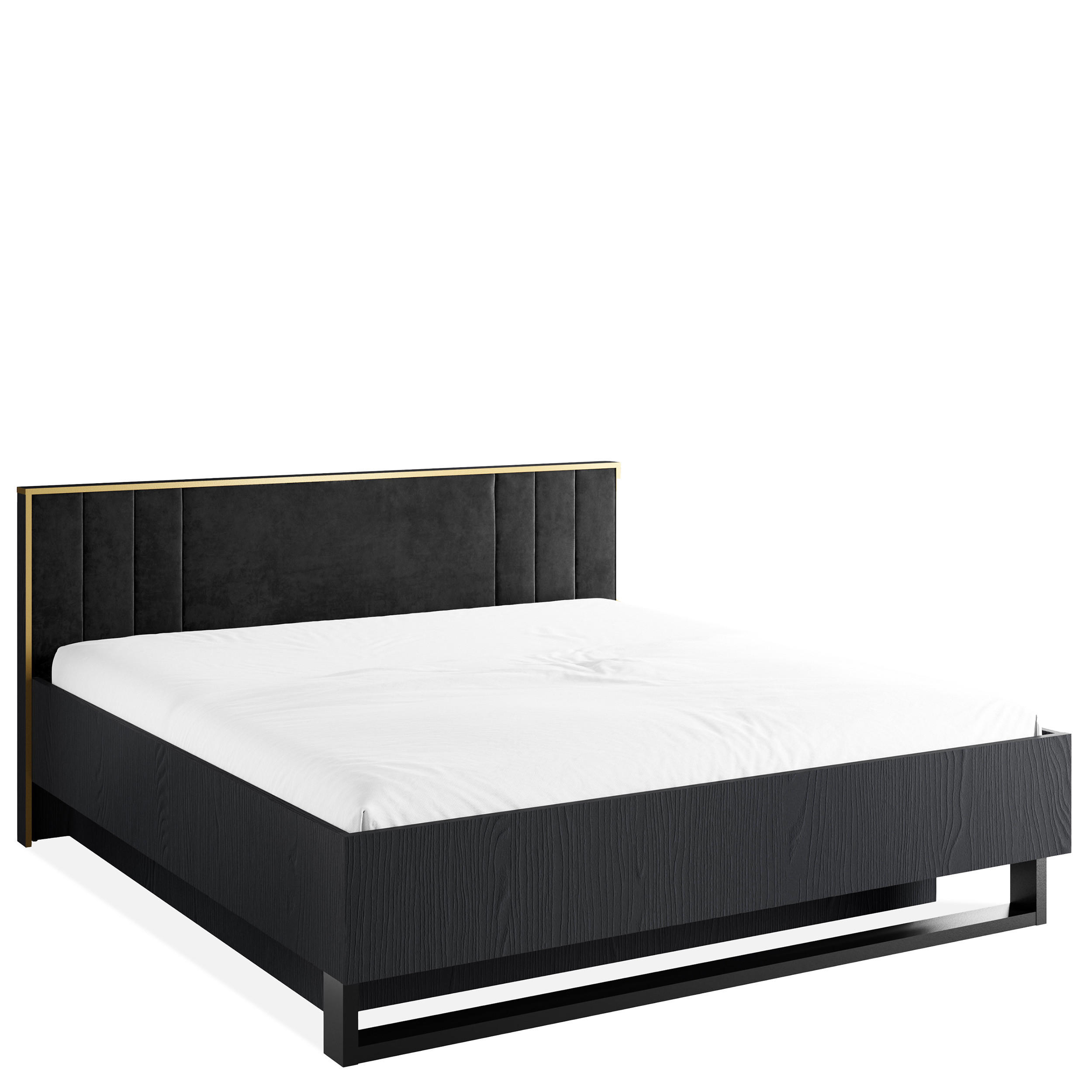 BETTGESTELL VIDIS Doppelbett mit Bettkasten - Schwarz, Holzwerkstoff (160/200cm) - KONSIMO®