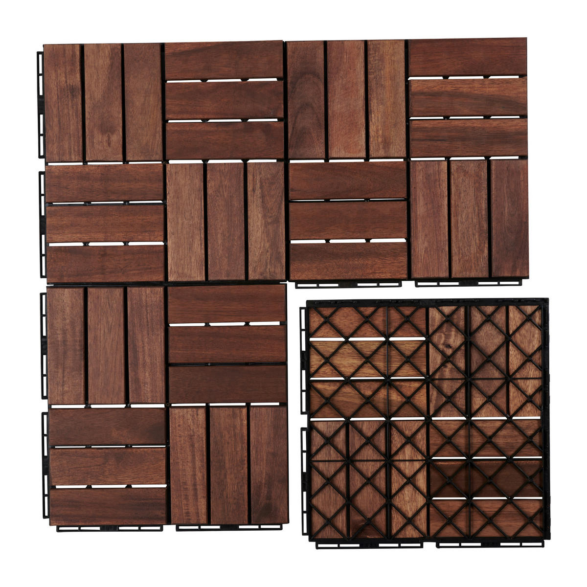 KLICKFLIESEN-SET 10 TLG. Alliste - Braun, Holz (30/30/1.9cm) - casa.pro