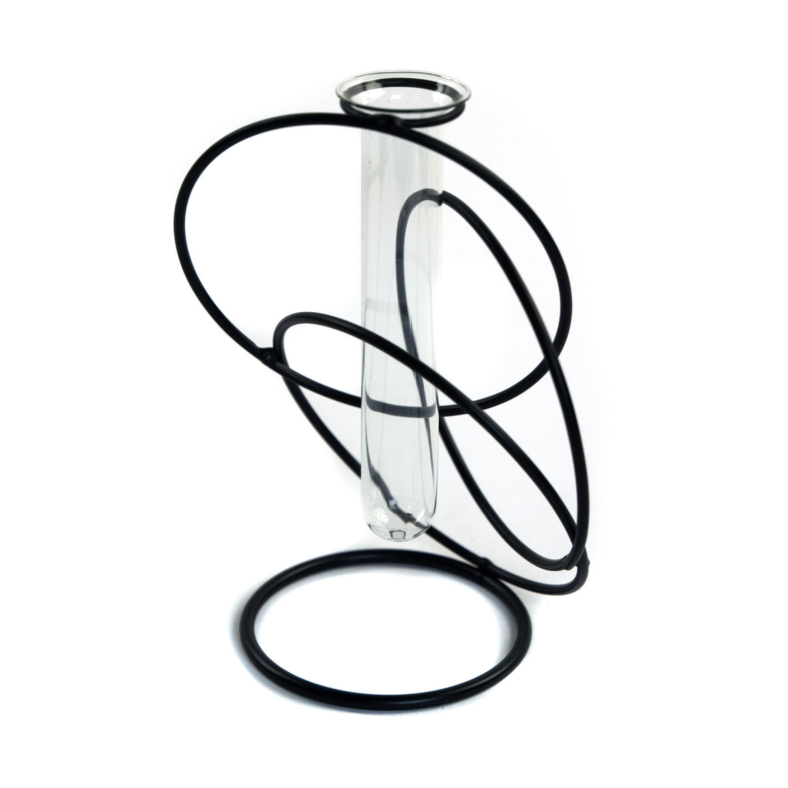 BLUMENVASE Flower Metall mit Reagenzglas schwarz - Schwarz, Metall (18cm) - DESIGN DELIGHTS