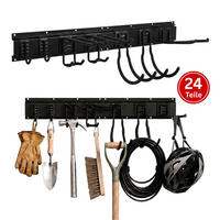 GARAGEN-WANDREGAL FORGE 24-teiliges Set Schwarz Haken Hochbelastbares Werkzeughaken für Garten, Garage - Schwarz, Metall (26/40.5/10cm) - PROREGAL
