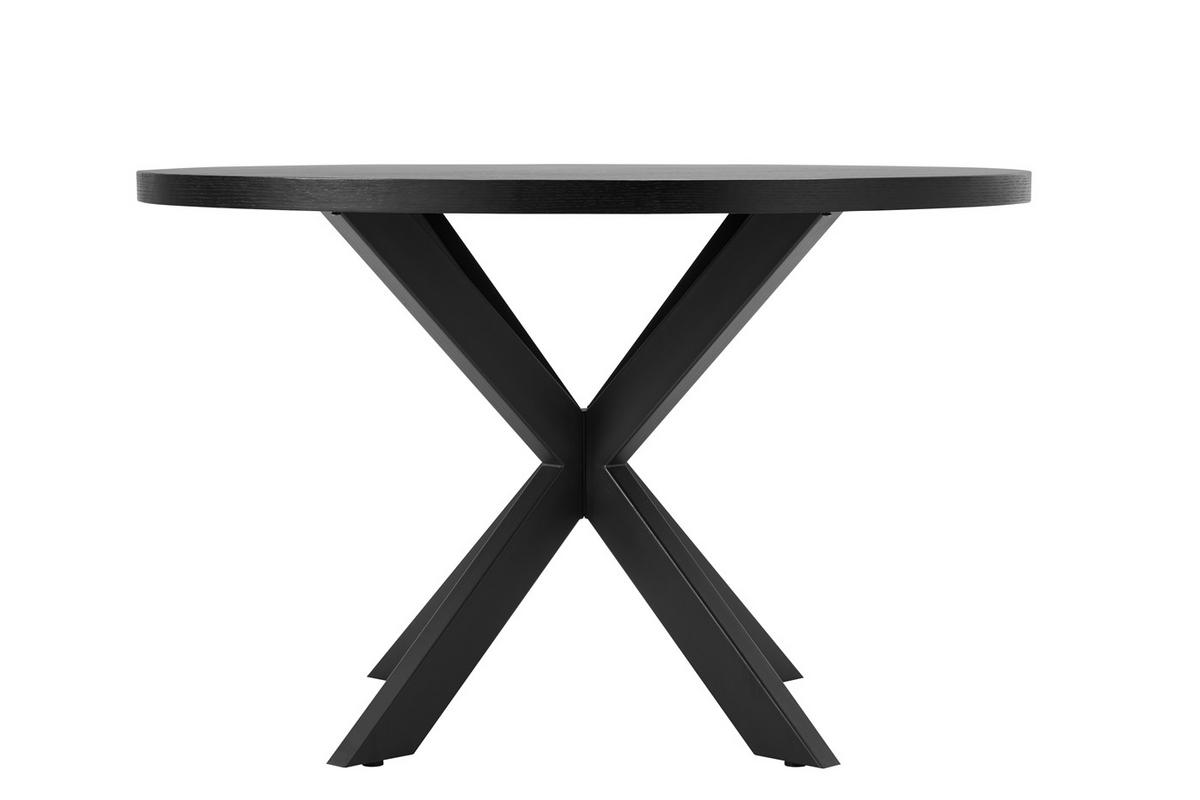 ESSTISCH rund aus Eichenholz 120cm, schwarz - Schwarz, Holz/Metall (120/120/75cm) - Giga Meubel
