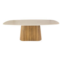 ESSTISCH TIZIANO CENTRO Beige Keramiktisch mit Säulenfuß 215cm - Beige, Keramik (215/105/77cm) - alesvelt