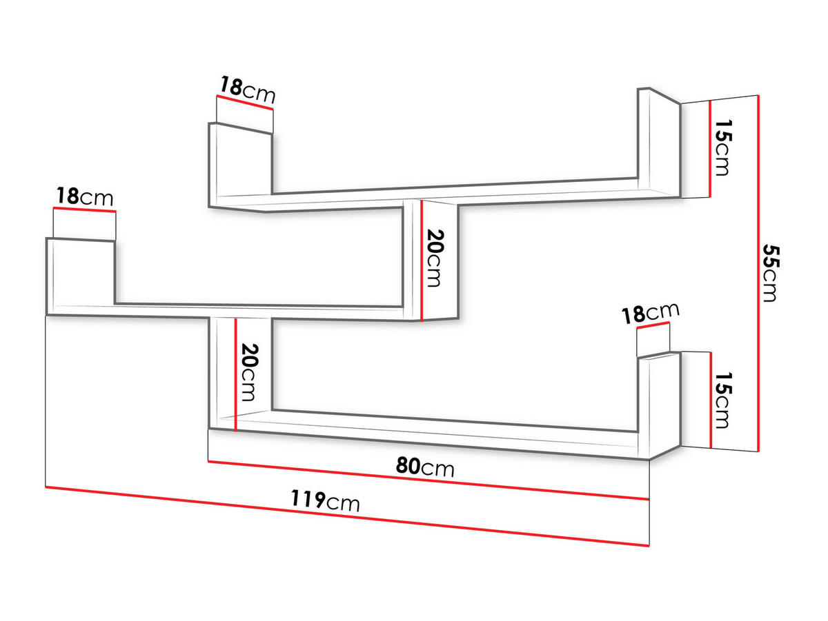 WANDREGAL Trio 003 - Grau, Holzwerkstoff (119/55/18cm) - MIRJAN24