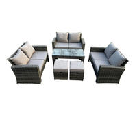 GARTENSET Polyrattan Dunkelgrau 8-Sitzer - Dunkelgrau, Metall - Fimous