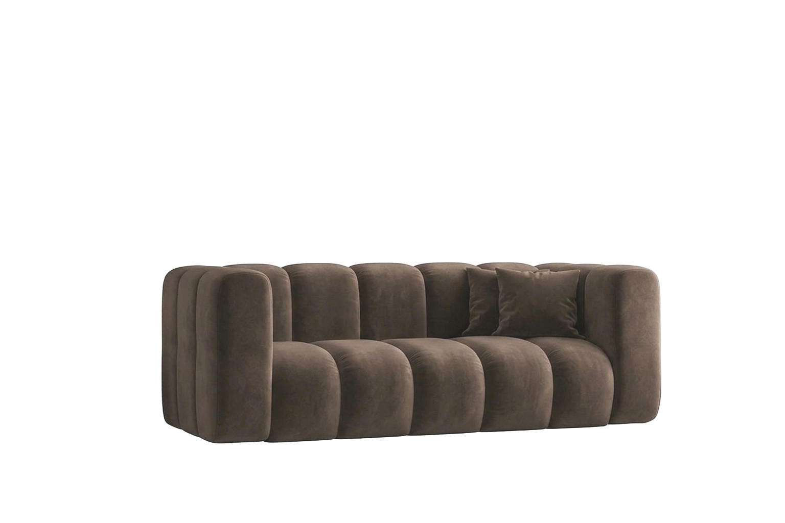 SOFA 2-Sitzer Modulares, Velvet-Stoff Riviera, Braun, GRAND - Braun, Holz (197/70/89cm) - Kaiser Möbel