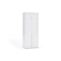 DREHTÜRENSCHRANK AMARA 100/250/58cm 2-türig Weiß - Goldfarben/Weiß, Holzwerkstoff (100/250/58cm) - MASSENO