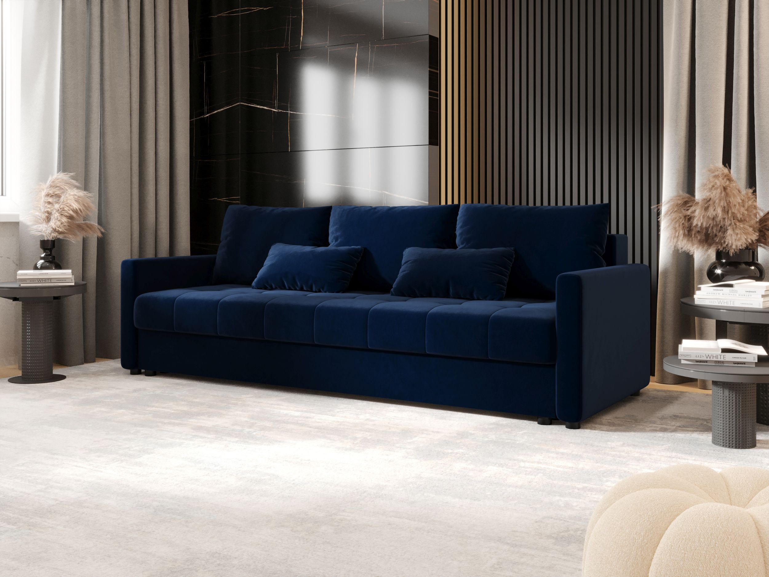 SOFA MOS mit Schlaffunktion ITAKA 11 mit Stauraum - Dunkelblau, Textil (84/72/220cm) - Bedante