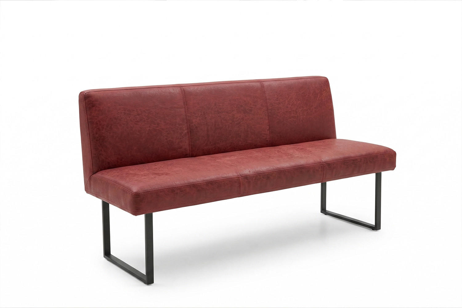 ESSZIMMERBANK ELEEN Rot Leder - Rot, Leder (123/85/69cm) - KAWOLA