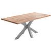 ESSTISCH Baumkante massiv Buche silber Riga 240 cm - Beige/Buchefarben, Holz/Metall (240/100/77cm) - SAM