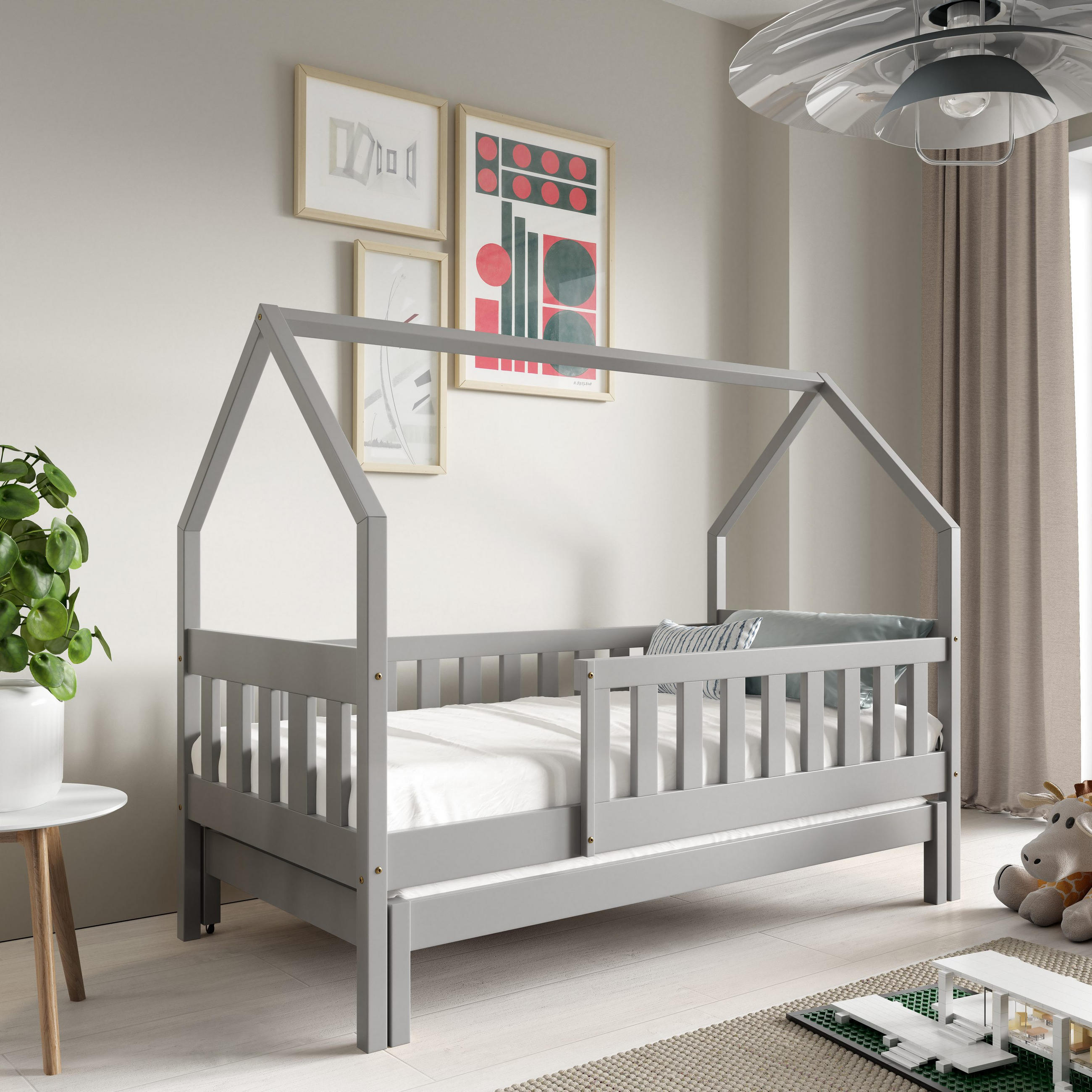 KINDERBETT BAMBINA 80x160 cm Hellgrau - Hellgrau, Holz (80/160cm) - MASSENO