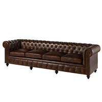 SOFA 4-Sitzer Echtleder 274x82x75 braun CHESTERFIELD #104 - Braun, Leder (274/75/82cm) - Massivmoebel24