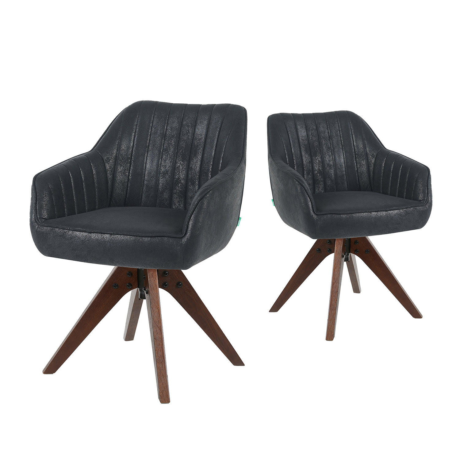 ARMLEHNSTUHL Mika-Finn 2er-Set - Nussbaumfarben/Schwarz, Eichenholz/Holz (60/82/61cm) - DUBI Möbel