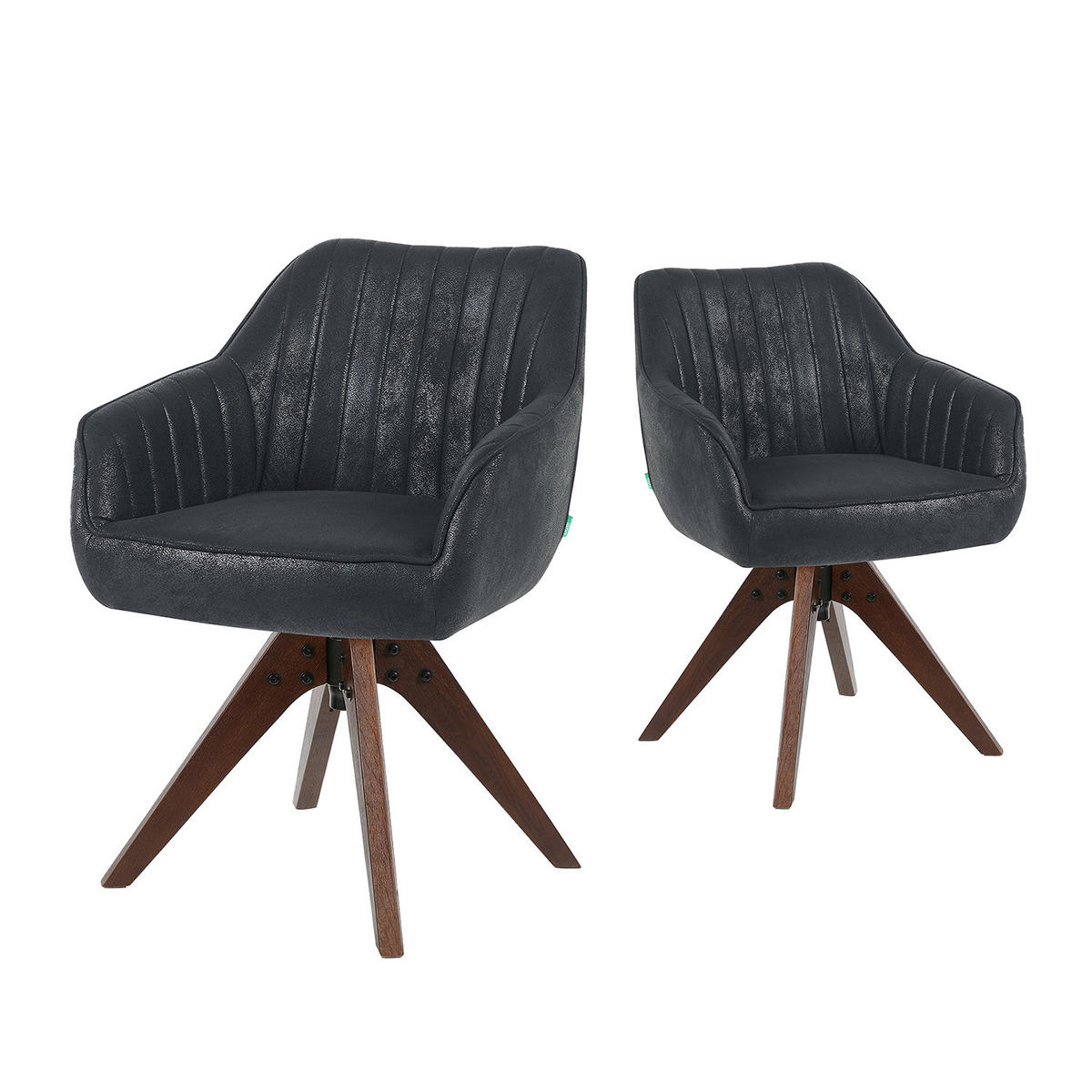 ARMLEHNSTUHL Mika-Finn 2er-Set - Nussbaumfarben/Schwarz, Eichenholz/Holz (60/82/61cm) - DUBI Möbel